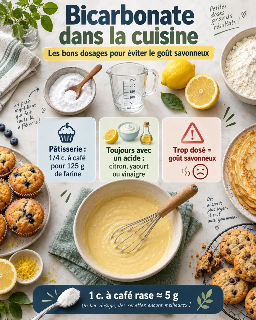 Bicarbonate dans la cuisine : les bons dosages pour éviter le goût savonneux