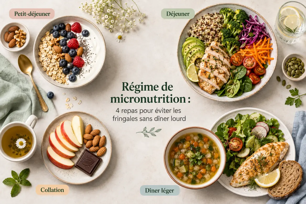 Régime de micronutrition : 4 repas pour éviter les fringales sans dîner lourd